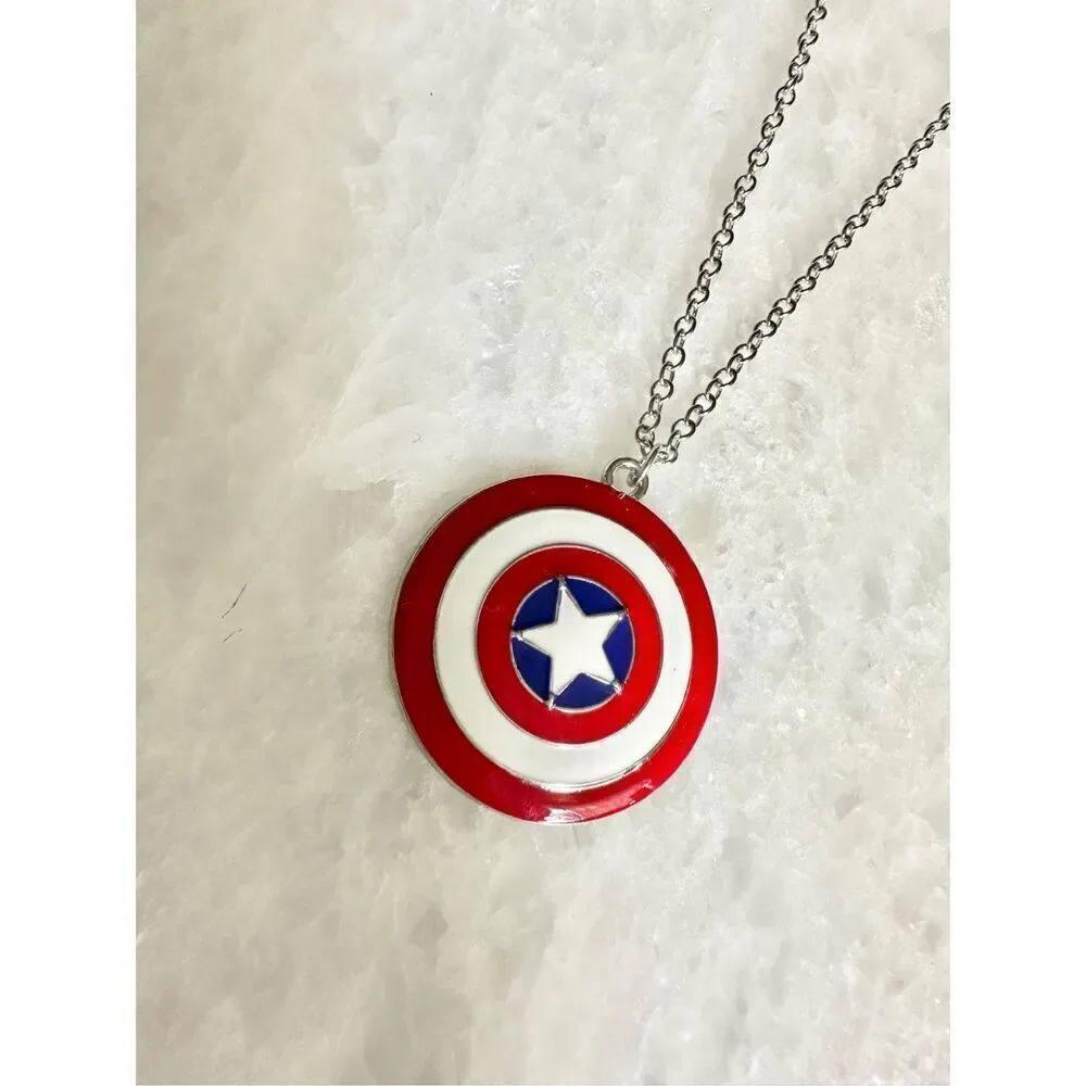 Marvel’s captain America red white and blue shield pendant necklace